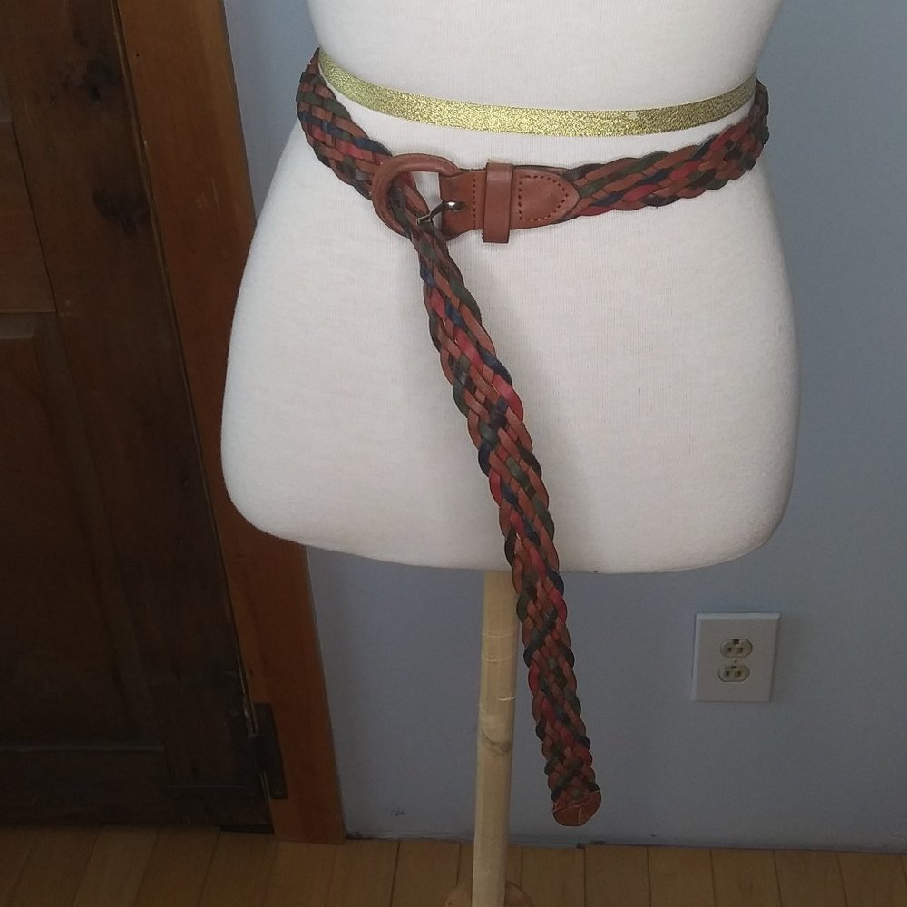 Vintage multi color braided leather belt Argentina size  M L